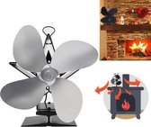 4-blads aluminium warmteaangedreven haardkachelventilator (zilver)