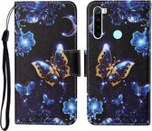 Voor Xiaomi Redmi Note 8T Gekleurde Tekening Patroon Horizontale Flip Leren Case met Houder & Kaartsleuven & Portemonnee & Lanyard (Maan Vlinder)