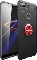 Schokbestendig TPU-hoesje voor Huawei Honor 9i, met houder (zwart rood)