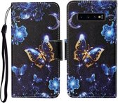 Voor Samsung Galaxy S10 Gekleurde Tekening Patroon Horizontale Flip Leren Case met Houder & Kaartsleuven & Portemonnee & Lanyard (Maan Vlinder)