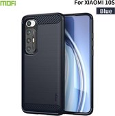 Voor Geschikt voor Xiaomi Mi 10S MOFI Gentleness-serie Geborstelde textuur Koolstofvezel Zachte TPU-hoes (blauw)