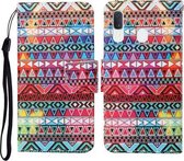 Voor Samsung Galaxy A20 / A30 Gekleurde tekening patroon horizontale flip lederen tas met houder & kaartsleuven & portemonnee & lanyard (tribale etnische stijl)