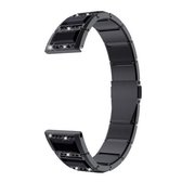 Voor Samsung Galaxy horloge Active2 44 mm / horloge Active2 40 mm / horloge actief roestvrij staal met diamant bezette vervangende horlogebanden (zwart + zwart)