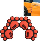 4 STKS Hond Voetafdruk Vorm Cartoon Stijl PVC Auto Auto Bescherming anti-kras Deurbeschermer Decoratieve Sticker (Rood)