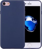 Voor iPhone 8 & 7 effen kleur TPU beschermhoes zonder rond gat (donkerblauw)