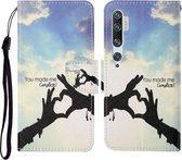 Voor Xiaomi Mi Note 10 / Note 10 Pro Gekleurd tekeningpatroon Horizontale flip lederen hoes met houder & kaartsleuven & portemonnee & lanyard (liefdesgebaar)