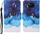 Voor Xiaomi Poco X3 NFC Gekleurde Tekening Patroon Horizontale Flip Leren Case met Houder & Kaartsleuven & Portemonnee & Lanyard (Aquarel Vis)