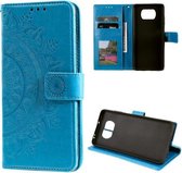 Voor Xiaomi Poco X3 Totem Bloem Reliëf Horizontale Flip TPU + PU lederen tas met houder & kaartsleuven & portemonnee (blauw)