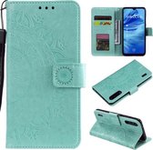 Voor Xiaomi Mi A3 / CC9e Totem Bloem Reliëf Horizontale Flip TPU + PU lederen tas met houder & kaartsleuven & portemonnee (groen)