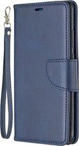 Retro lamsvacht textuur pure kleur horizontale flip pu lederen case voor Huawei P30 Pro, met houder & kaartsleuven & portemonnee & lanyard (blauw)