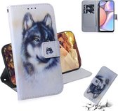 Voor Galaxy A10s Schilderen Patroon Gekleurde Tekening Horizontale Flip Leren Case met Houder & Kaartsleuven & Portemonnee (Witte Wolf)