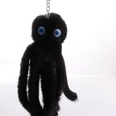 Pluche Cool Octopus Soft Pompom Fluffy Fur Keychain (Black)