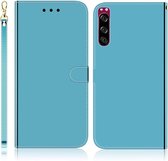 Voor Sony Xperia 5 Geïmiteerd Spiegeloppervlak Horizontale Flip Leren Case met Houder & Kaartsleuven & Portemonnee & Lanyard (Blauw)