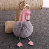 Flamingo Pompom Fluffy Pluche Zachte Sleutelhanger Hanger Gevulde Pluche Sleutelhangers (Lichtgrijs)