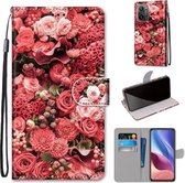 Voor Xiaomi Redmi K40 / K40 Pro / K40 Pro + / Mi 11i / Poco F3 Gekleurde tekening Cross Texture Horizontale Flip PU lederen hoes met houder & kaartsleuven & portemonnee & Lanyard (Pink Rose G