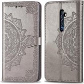 Voor OPPO Reno2 Z Halverwege Mandala reliëfpatroon Horizontale flip lederen tas, met houder & kaartsleuven & portemonnee & fotolijst & lanyard (grijs)