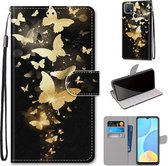 Voor OPPO A15 / A15s Gekleurde Tekening Cross Textuur Horizontale Flip PU Lederen Case met Houder & Kaartsleuven & Portemonnee & Lanyard (Golden Butterfly Group)