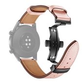 20 mm universele vlinder gesp lederen vervangende band horlogeband, stijl: zwarte gesp (roze)