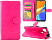 Voor Geschikt voor Xiaomi Redmi 9C Crazy Horse Textuur Lederen Horizontale Flip Beschermhoes met Houder & Kaartsleuven & Portemonnee & Fotolijst (Magenta)