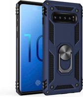 Sergeant Armor Shockproof TPU + PC beschermhoes voor Galaxy S10, met 360 graden rotatiehouder (blauw)