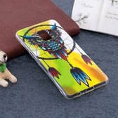 Voor Galaxy A8 (2018) Noctilucent Windbell Owl Pattern TPU Soft Case Beschermhoes