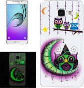 Voor Galaxy A3 (2016) / A310 Noctilucent Maan En Uilen Patroon IMD Vakmanschap Soft TPU Cover Case