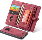 CaseMe voor Galaxy S9 + afneembaar multifunctioneel horizontaal flip lederen hoesje met kaartsleuf & houder & rits portemonnee & fotolijst (rood)