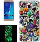 Voor Galaxy J5 (2016) / J510 Noctilucent Rubbish Pattern IMD Vakmanschap Soft TPU Cover Case
