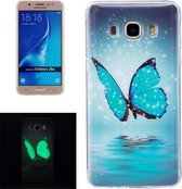 Voor Galaxy J5 (2016) / J510 Noctilucent Butterfly Pattern IMD Vakmanschap Soft TPU Cover Case