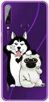 Voor Huawei Y6p (2020) Gekleurd tekeningpatroon Zeer transparant TPU beschermhoes (Selfie Dog)