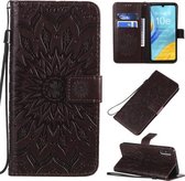 Voor Huawei Genieten 10e Geperst Afdrukken Zonnebloem Patroon Horizontale Flip PU Lederen Case met Houder & Kaartsleuven & Portemonnee & Lanyard (Bruin)