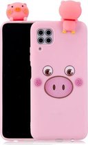 Voor Huawei P40 Lite schokbestendig gekleurd geverfd liggend Cartoon TPU beschermhoes (roze varken)