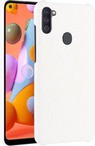 Voor Galaxy M11 schokbestendige krokodiltextuur pc + PU-hoes (wit)