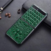 Voor Galaxy Z Flip Split Shockproof Full Coverage Leather Case (Green Crocodile Claw)