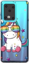 Voor Galaxy S20 Ultra Lucency Painted TPU beschermhoes (bril Eenhoorn)
