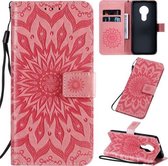 Voor Nokia 7.2 Geperst Afdrukken Zonnebloempatroon Horizontale Flip PU-lederen Case met Houder & Kaartsleuven & Portemonnee & Lanyard (Oranje)