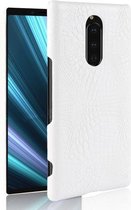 Schokbestendig Crocodile Texture PC + PU-hoesje voor Sony Xperia 1 (wit)