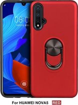 Voor Huawei Nova 5360 roterende multifunctionele stent pc + TPU-hoes met magnetische onzichtbare houder (rood)