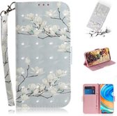 Voor Xiaomi Redmi Note 9 Pro 3D Gekleurde Tekening Horizontale Flip Leren Case met Houder & Kaartsleuf & Portemonnee & Lanyard (Magnolia)