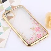 Bloemenpatronen Galvaniseren Zachte TPU beschermhoes voor iPhone 11 Pro Max (goud)