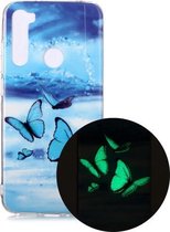 Voor Xiaomi Redmi Note 8 Lichtgevende TPU zachte beschermhoes (vlinders)