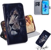 Schilderen Patroon Gekleurde Tekening Horizontale Leren Flip Case met Houder & Kaartsleuven & Portemonnee voor Huawei Honor 20 Pro (Lion)