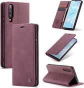 CaseMe-013 Multifunctionele Retro Frosted Horizontale Flip Leren Case voor Huawei P30, met Kaartsleuf & Houder & Portemonnee (Wijnrood)