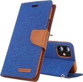 Voor iPhone 12 mini GOOSPERY CANVAS DAGBOEK Cross Texture Horizontale Flip Leren Case met Kaartsleuven & Portemonnee & Houder (Blauw)