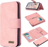 Afneembare Frosted Magnetische Horizontale Flip Leren Case met Kaartsleuven & Houder & Rits Portemonnee & Fotolijst Voor iPhone XS Max (Roze)