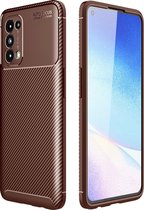 Oppo Find X3 Neo Hoesje - Mobigear - Racing Serie - TPU Backcover - Bruin - Hoesje Geschikt Voor Oppo Find X3 Neo