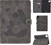 Voor iPad Air (2020) 10.9 Panda Embossing Pattern Horizontale Flip PU lederen tas met houder & kaartsleuf & antislipstrip (grijs)