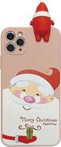 Voor iPhone 11 Pro Christmas Series Painted Pattern Liquid TPU Case (Pink Santa Claus)