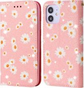 Voor iPhone 12 mini Glinsterende Daisy Magnetische Horizontale Flip Leren Case met Houder & Kaartsleuven & Fotolijst (Roze)