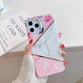 Voor iPhone 12/12 Pro Plating Splicing Pattern Soft TPU beschermhoes (Rose)